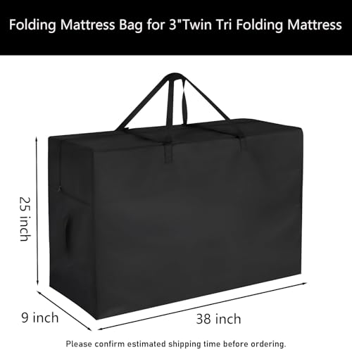 Jungda Folding Mattress Storage Bag, Carry Case for Trifold Mattress,Fit 3 Inch Tri Foldable Twin/Twin xl Mattress (Mattress NOT Included)-38"L x 9"W x 25"H - Image 2