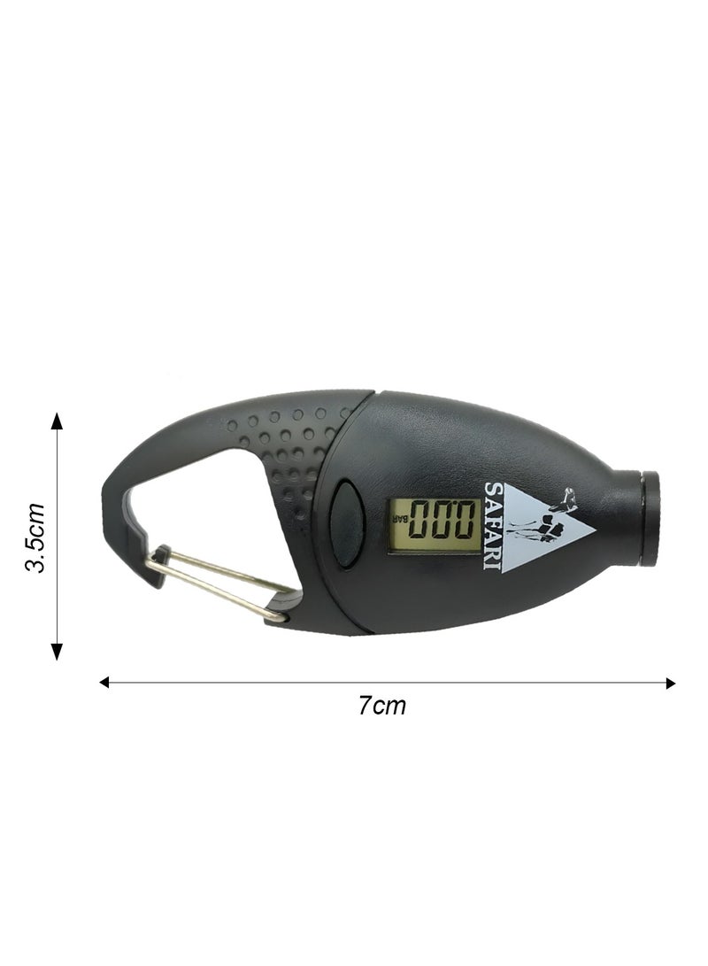Safari Safari Digital Tire Pressure Gauge  LCD Air Pressure Tester with Carabiner Hook for Cars Trucks Motorcycles Bicycles Portable Energy Saving Anti Slip Design Easy to Use - TG-52  - Image 4