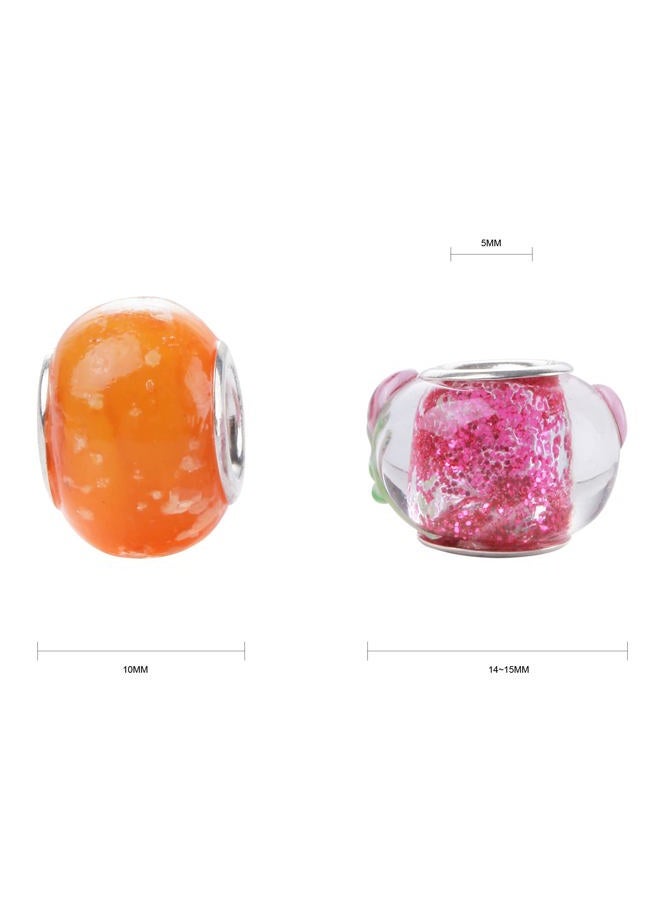 Weebee Murano Glass Beads Large Hole Glass Beads European Lampwork Spacer Charms Bead Silver Plated Cores Bracelet Charm for DIY Crafts Jewelry Making 50 Pcs Mixed - Image 3