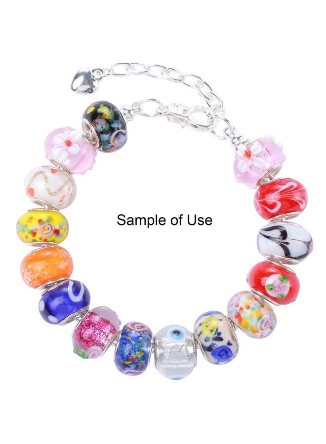 Weebee Murano Glass Beads Large Hole Glass Beads European Lampwork Spacer Charms Bead Silver Plated Cores Bracelet Charm for DIY Crafts Jewelry Making 50 Pcs Mixed - Image 4
