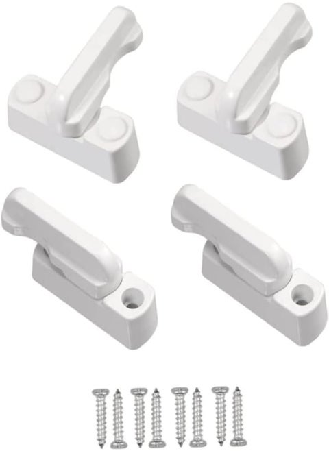 4 Pcs Security Sash Blocker Jammer,Window Locks & Latches,Window Lock Safety Lock with Screws, White Window Lock Restrictor, Door Lock for Various Upvc/PVC Doors and Windows and Home Security,