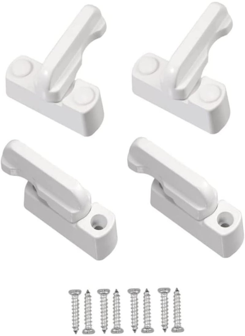 4 Pcs Security Sash Blocker Jammer,Window Locks & Latches,Window Lock Safety Lock with Screws, White Window Lock Restrictor, Door Lock for Various Upvc/PVC Doors and Windows and Home Security,