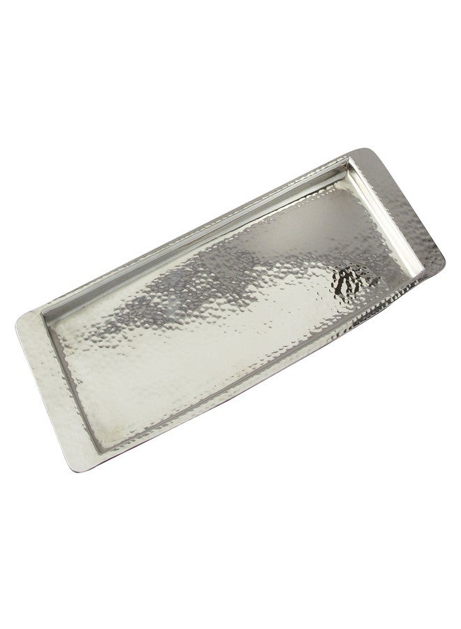 Elegance Stainless Steel Hammered Rectangular Tray, Small, 13.75 by 4.5-Inch, Silver - Image 1