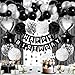 ZERODECO Black White Birthday Party Decorations Happy Birthday Banner Pompoms White Black Balloon Arch Fringe Curtain Party Dcor for Men Women Black and White Party - Image 2