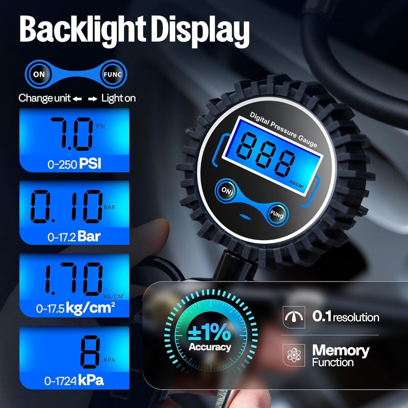 SPECSTAR 2 Pack Digital Tire Inflator with Pressure Gauge and Accessories - Image 3