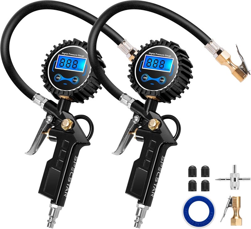 SPECSTAR 2 Pack Digital Tire Inflator with Pressure Gauge and Accessories - Image 1