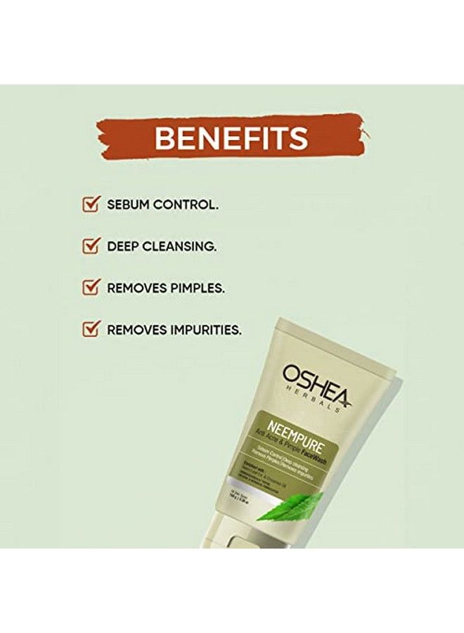 OSHEA Herbals Neempure Anti Acne & Pimple Face Wash Sebum Control ; Deep Cleansing ; Remove Pimples ; Impurities ; All Skin Types 150Gm - Image 4