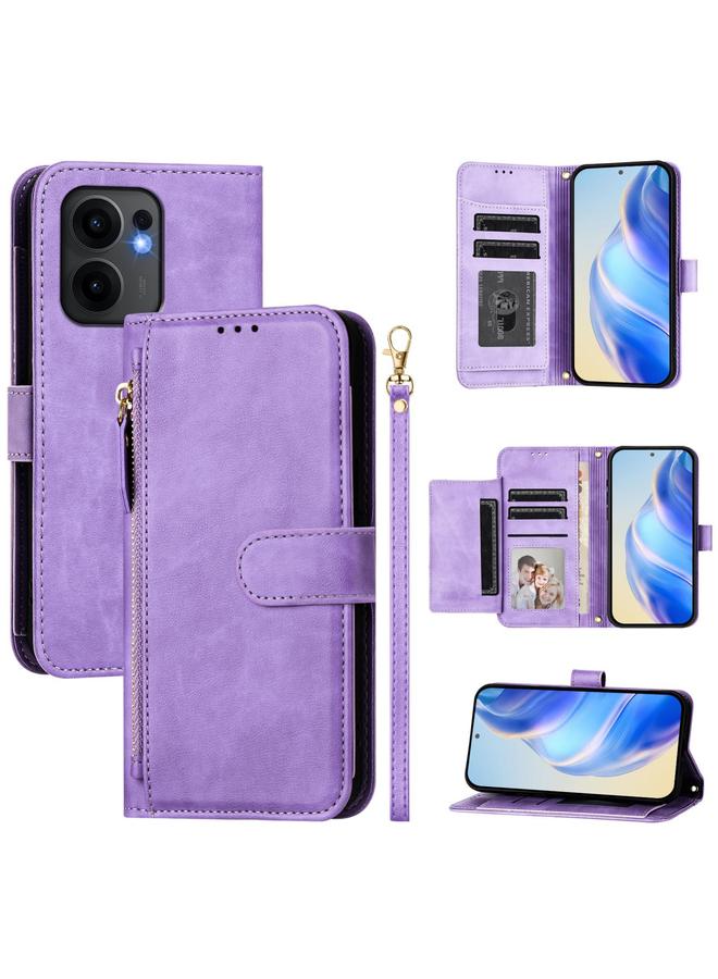 اس-توب جراب هاتف OPPO Reno13 F 5G بفتحات بطاقات متعددة وسحاب ومحفظة جلدية - Image 1