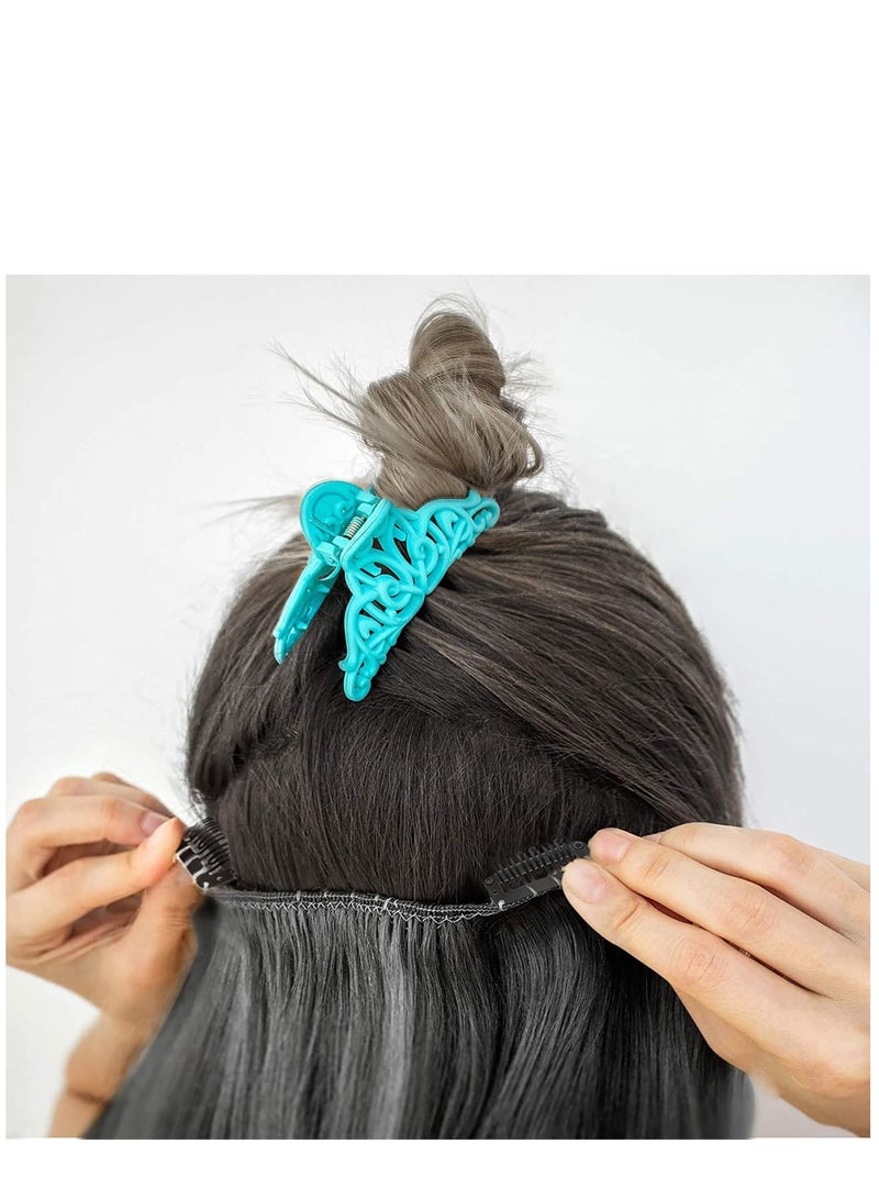 Suntown 6 Pcs/ Lot 28 mm 8-teeth Hair Extension Clips Snap Comb Clips Metal Clips Wig Clips Hair Clips for Wigs Hair Extensions Hairpiece Wig Accessories Clips with Rubber Silicone Back (Black) - Image 3