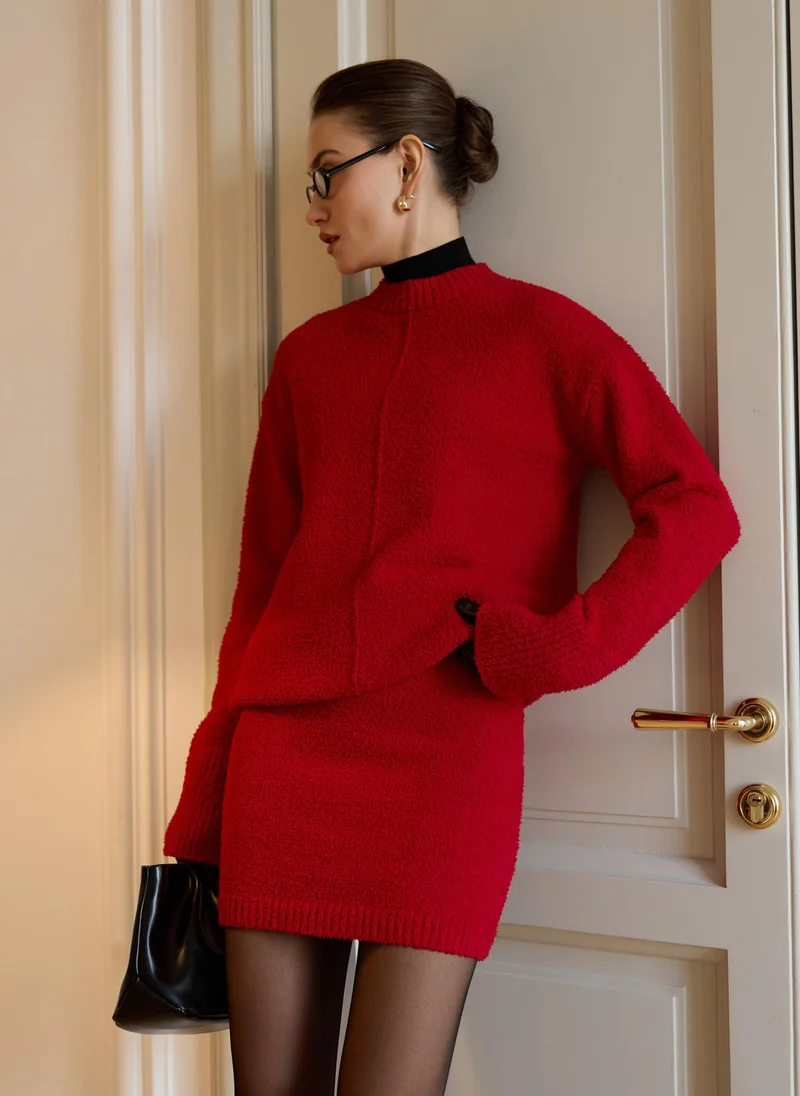 Lichi  Textured knitted straight mini skirt for Women | Best Price UAE