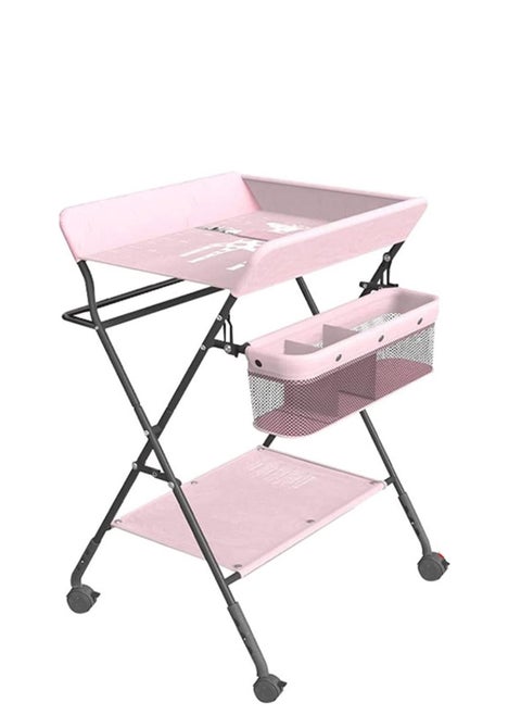 Portable Baby Changing Table with Wheels and Storage Rack and Bag、Multifunctional Newborn Dressing for Clothes Massage