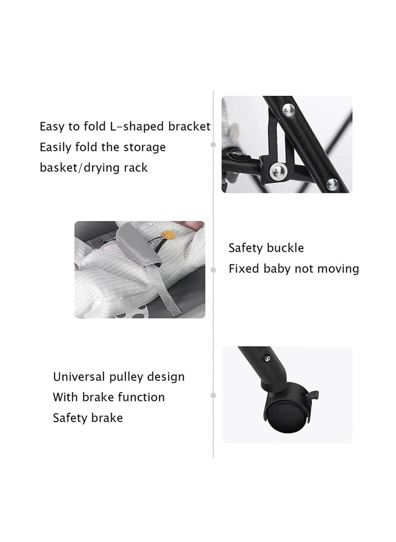 Portable Baby Changing Table with Wheels and Storage Rack and Bag、Multifunctional Newborn Dressing for Clothes Massage