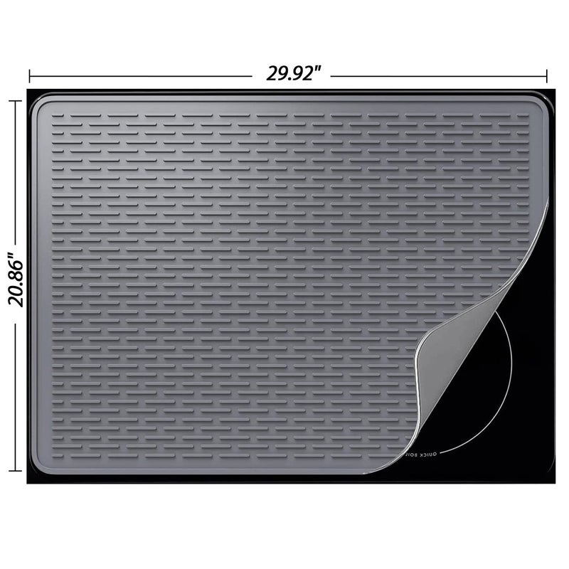 YUHFERA Stove Top Cover for Electric Stove - Silicone Stove Mat for Glass Top, Glass Cooktop Protector, XL Dish Drying Mats For Kitchen,Oven Covers for Electric Stove (Gray,30 x 21) - Image 2