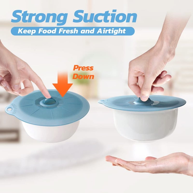 Andyken Silicone Bowl Covers - Silicone Covers for Food Storage Silicone Lids for Pots and Pans BPA Free Silicone Bowl Lids Universal Lid for Pots and Pans Microwave Food Cover Silicone Lids for Cooking - Image 2