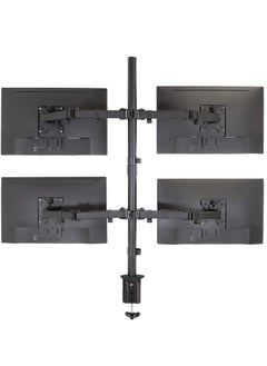 ELTRAZONE 4 Monitor Mount Stand – Quad Desk Mount for 4 Screens (Up to 32”), Height Adjustable Arms, Heavy Duty C-Clamp & Grommet Bases, Black  - Image 5