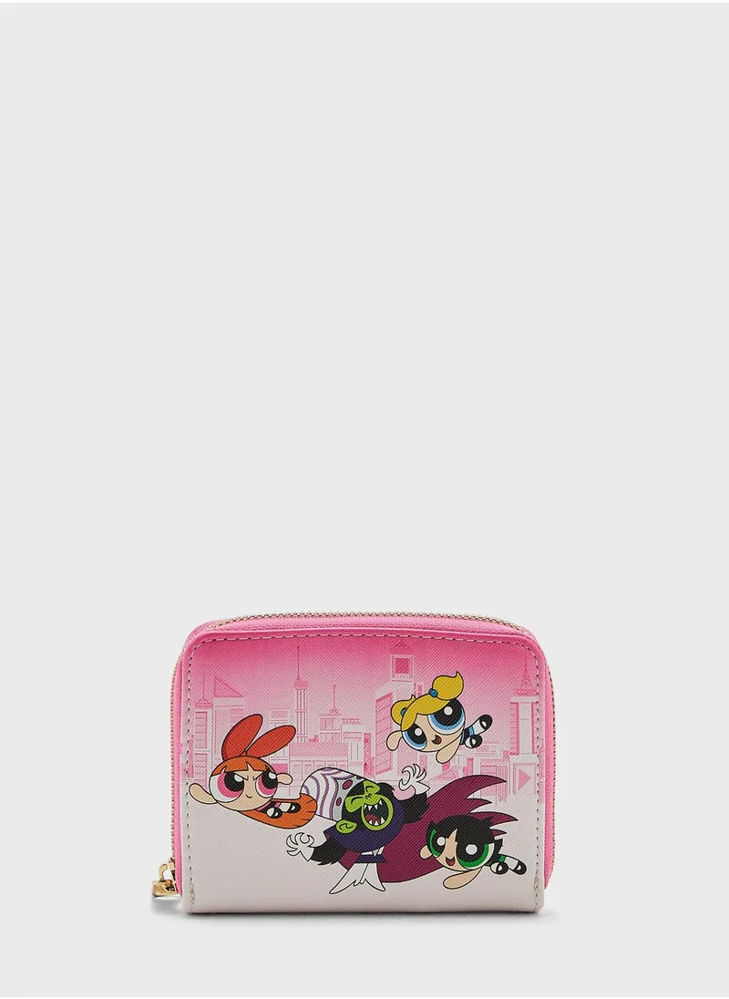 Loungefly Kids Leather Power Puff Girls & Mojo Jojo Zip Around Wallet