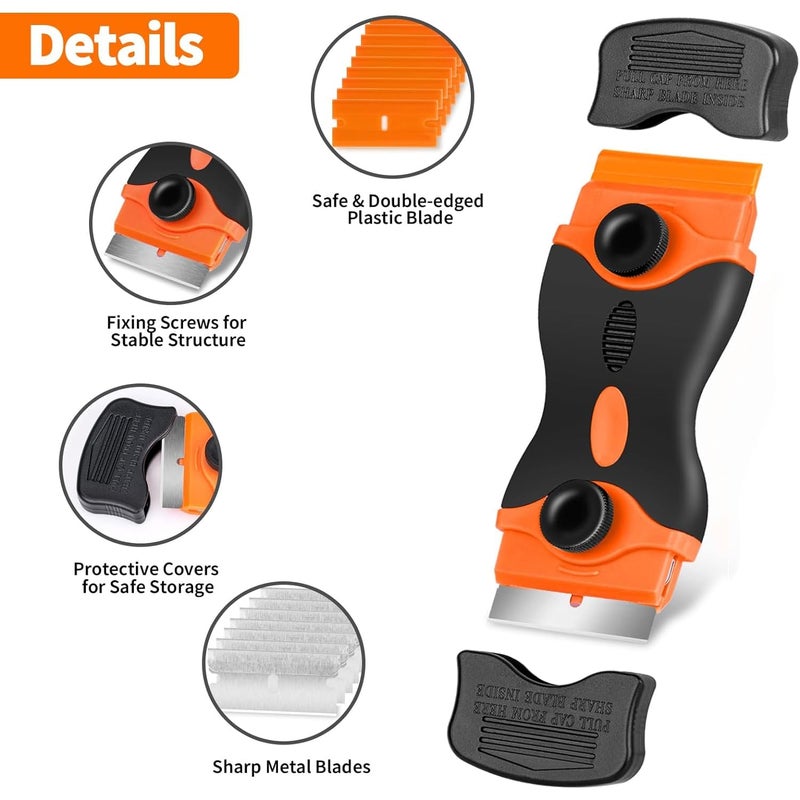 Zaptec Razor Blade Scraper Tool Multipurpose for Cleaning & Removing Paint, Glue, Labels, Sticker, Adhesive (15 Pcs Plastic Blades & 15 Pcs Metal Blades) - Image 5