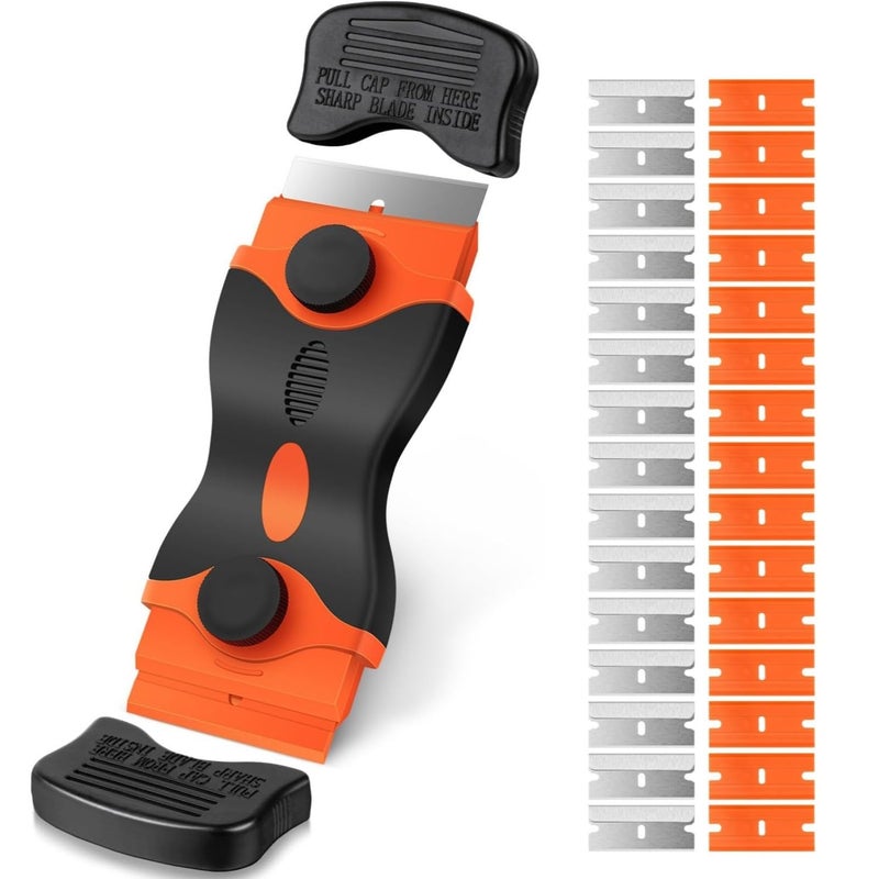 Zaptec Razor Blade Scraper Tool Multipurpose for Cleaning & Removing Paint, Glue, Labels, Sticker, Adhesive (15 Pcs Plastic Blades & 15 Pcs Metal Blades) - Image 1