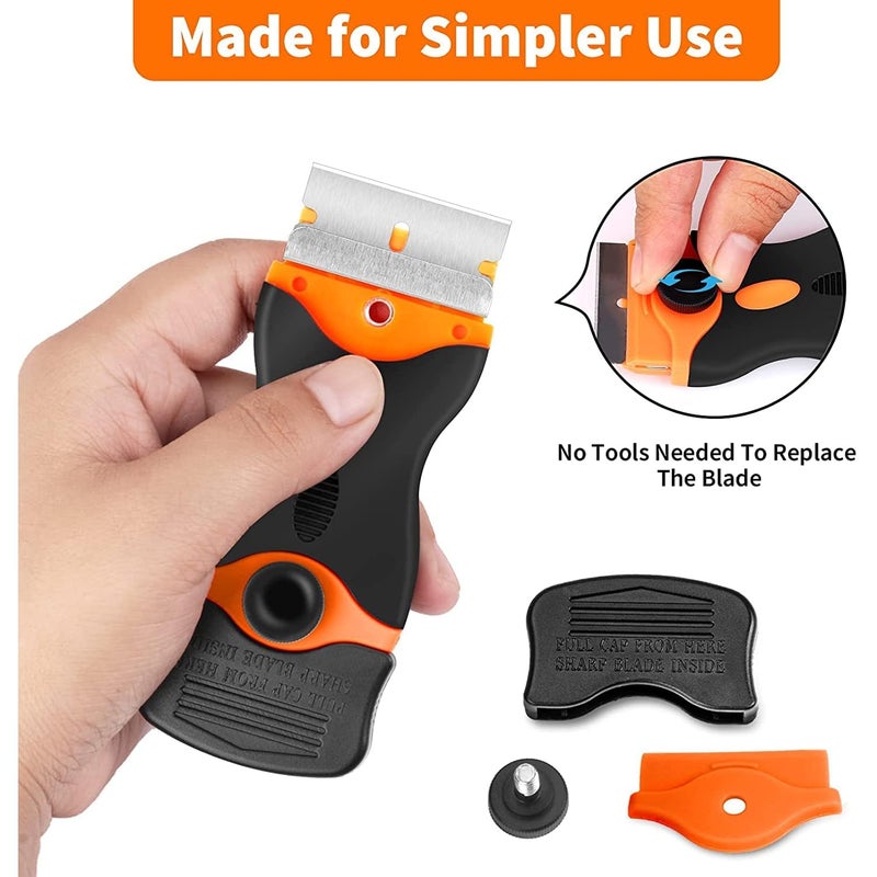 Zaptec Razor Blade Scraper Tool Multipurpose for Cleaning & Removing Paint, Glue, Labels, Sticker, Adhesive (15 Pcs Plastic Blades & 15 Pcs Metal Blades) - Image 4