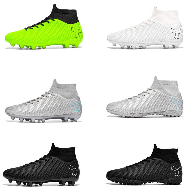 High-Top Football Shoes Male And Female Children Adolescent Students Tf Crushed Nails Artificial Lawn Leather Foot Training Sneaker - Image 2