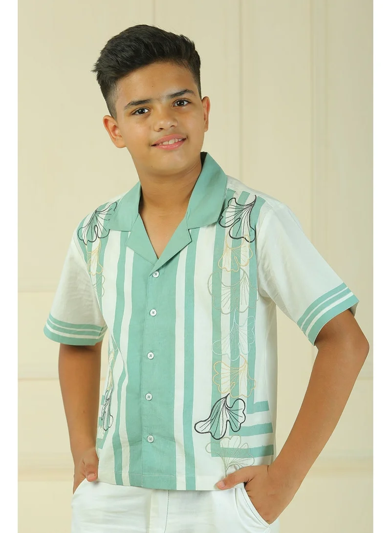 Luxe & Hardy White Teal Strip Shirt