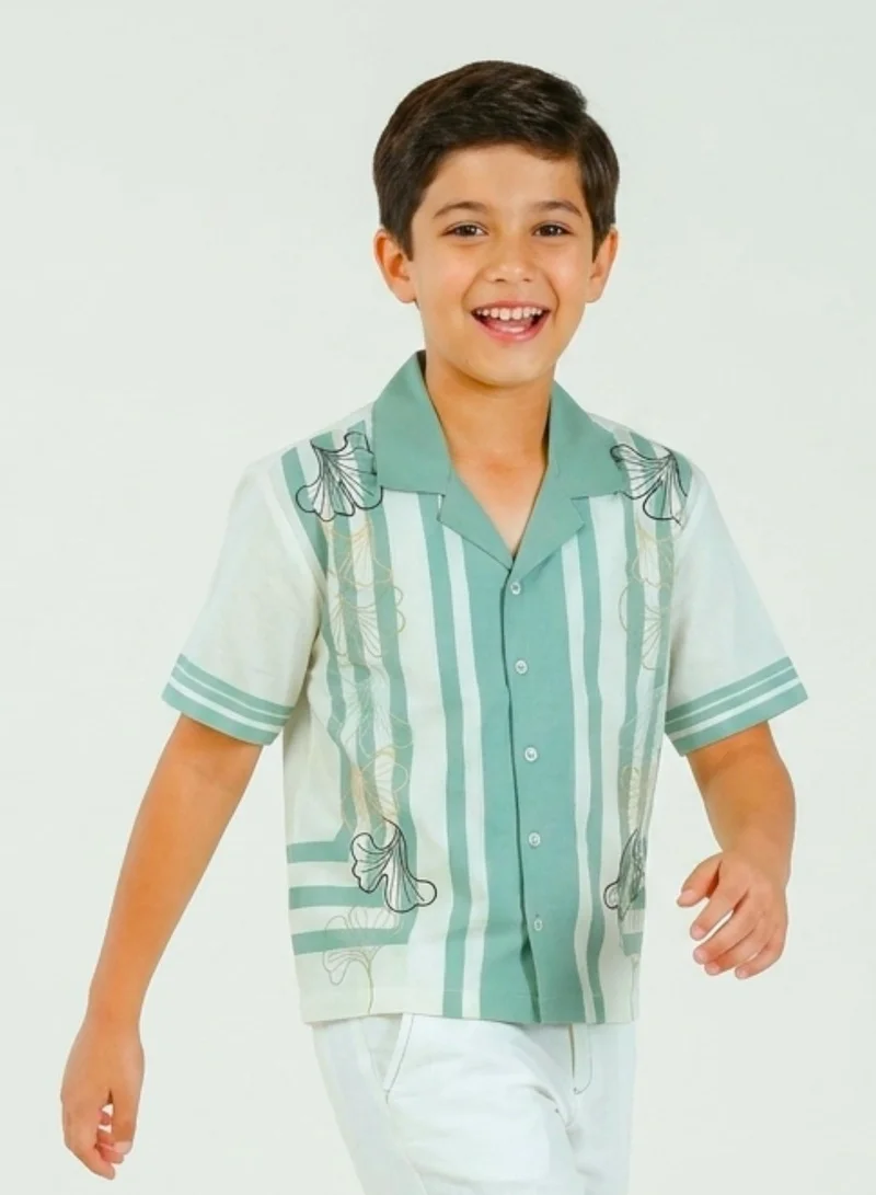 Luxe & Hardy White Teal Strip Shirt