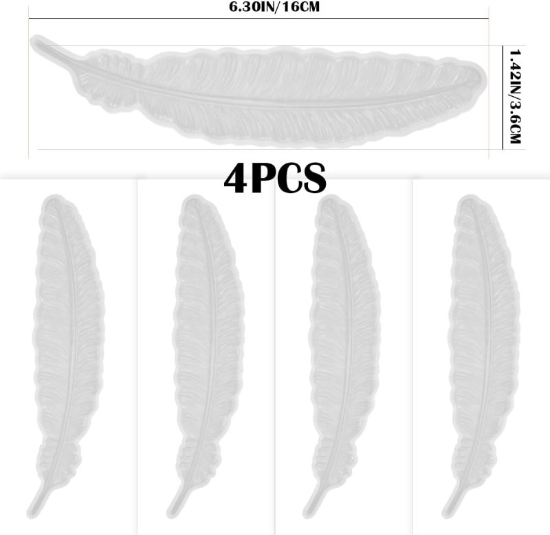 Feather Silicone Mold 16.1 X 3.6 Cm White Ultra-Smooth Easy Release Reusable Silicone Resin Casting Mold - Versatile Design for Resin Art Cake Decorating UV Epoxy Resin Mold for DIY Jewelry Making Gif - Image 2