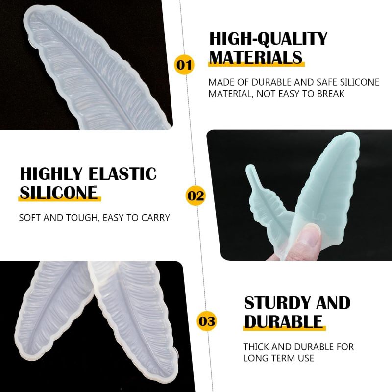 Feather Silicone Mold 16.1 X 3.6 Cm White Ultra-Smooth Easy Release Reusable Silicone Resin Casting Mold - Versatile Design for Resin Art Cake Decorating UV Epoxy Resin Mold for DIY Jewelry Making Gif - Image 3