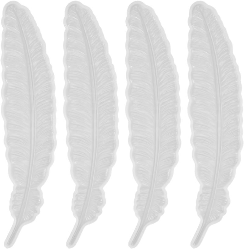 Feather Silicone Mold 16.1 X 3.6 Cm White Ultra-Smooth Easy Release Reusable Silicone Resin Casting Mold - Versatile Design for Resin Art Cake Decorating UV Epoxy Resin Mold for DIY Jewelry Making Gif - Image 1