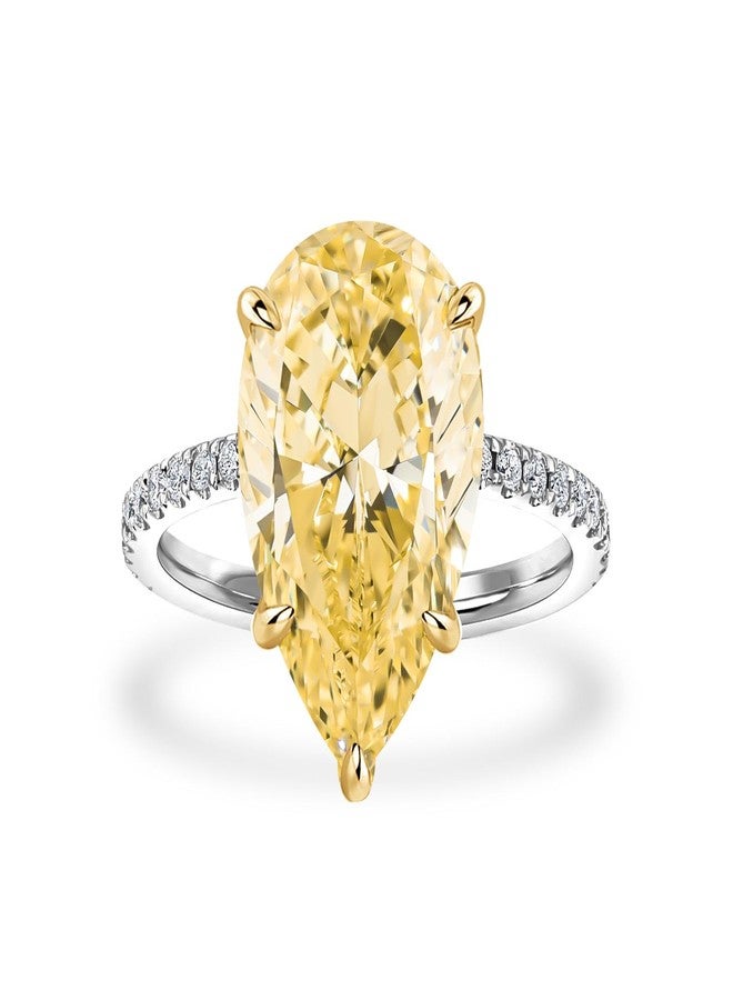RODIFFY 5.0CT Elongated Pear Shaped Yellow Stone Engagement Ring for Women, 925 Sterling Silver Hidden Halo Simulated Diamond Promise Wedding Ring (Yellow Stone, 5.5) - Image 1