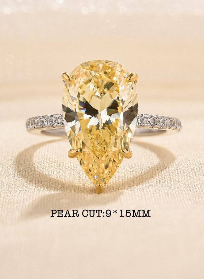 RODIFFY 5.0CT Elongated Pear Shaped Yellow Stone Engagement Ring for Women, 925 Sterling Silver Hidden Halo Simulated Diamond Promise Wedding Ring (Yellow Stone, 5.5) - Image 2