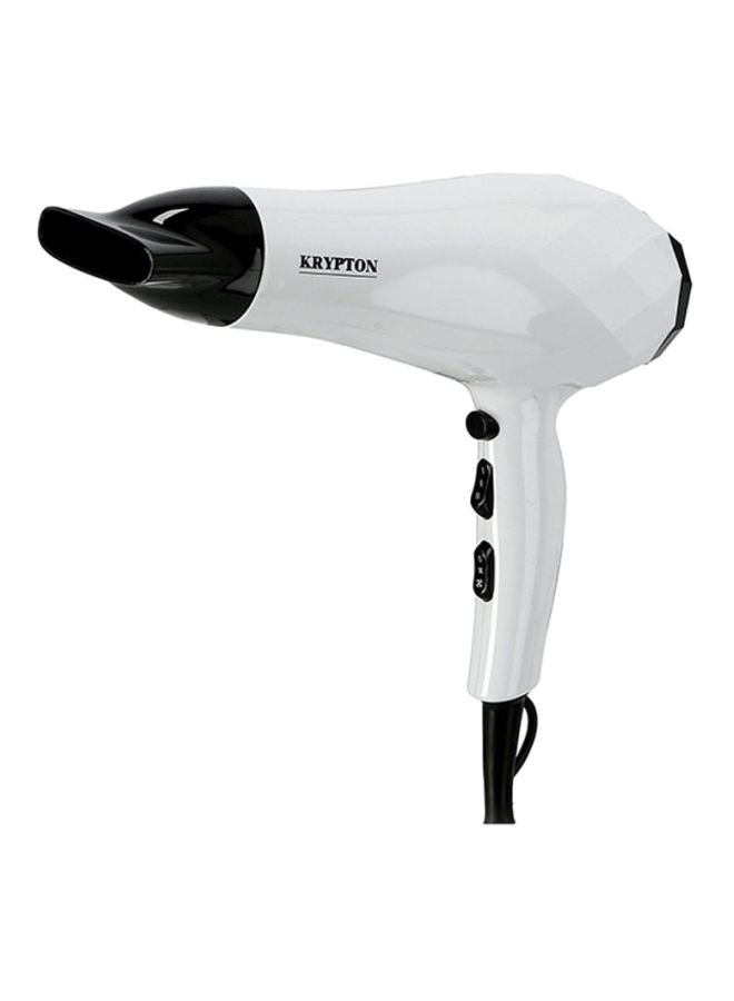 KRYPTON Powerful Hair Dryer Concentrator - Salon Quality with Cool Shot Function White/Black - Image 1