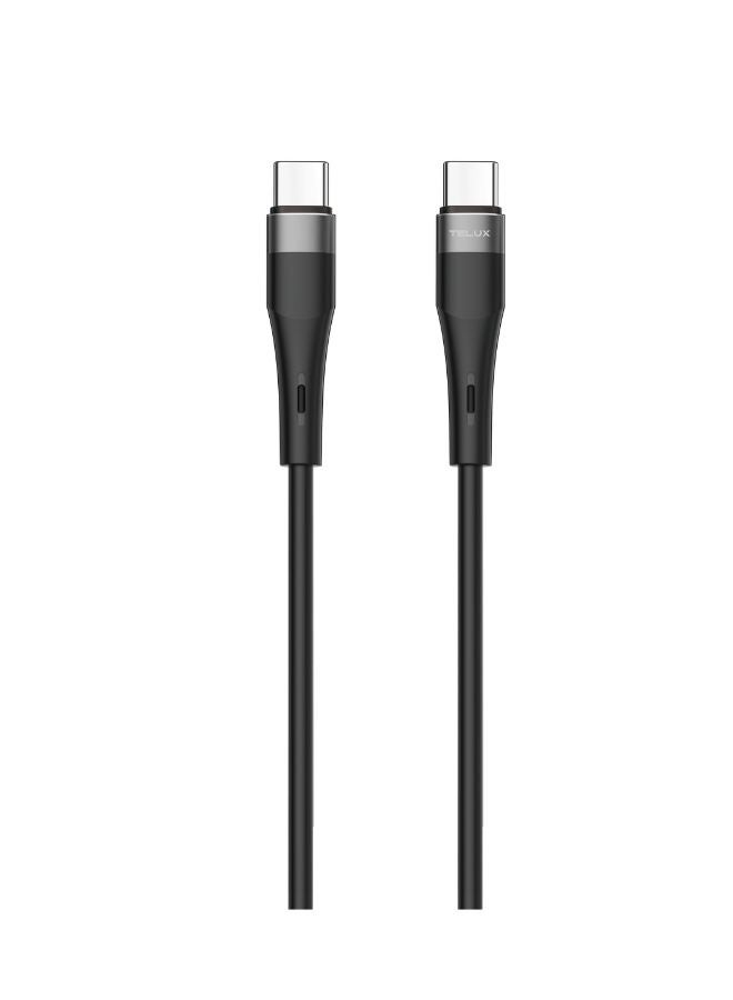 TELUX HYPERX USB-C to USB-C Charging Cable 1.2m, 60W PD Fast Charging, Silicone Coated, Broad Compatibility, 10000+ Bend Lifespan, 480Mbps Data Transfer, Black - Image 1