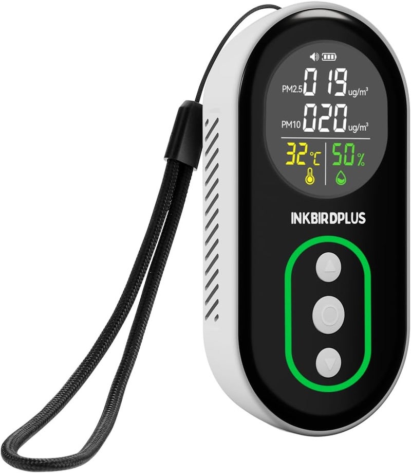 مراقب جودة الهواء الداخلي INKBIRDPLUS PM2.5، كاشف محمول لـ PM2.5 وPM10 ودرجة الحرارة والرطوبة، مع تنبيه مزدوج صوتي وضوئي، مؤشر PM2.5 وPM10، للمنزل، المكتب، المدرسة - Image 1