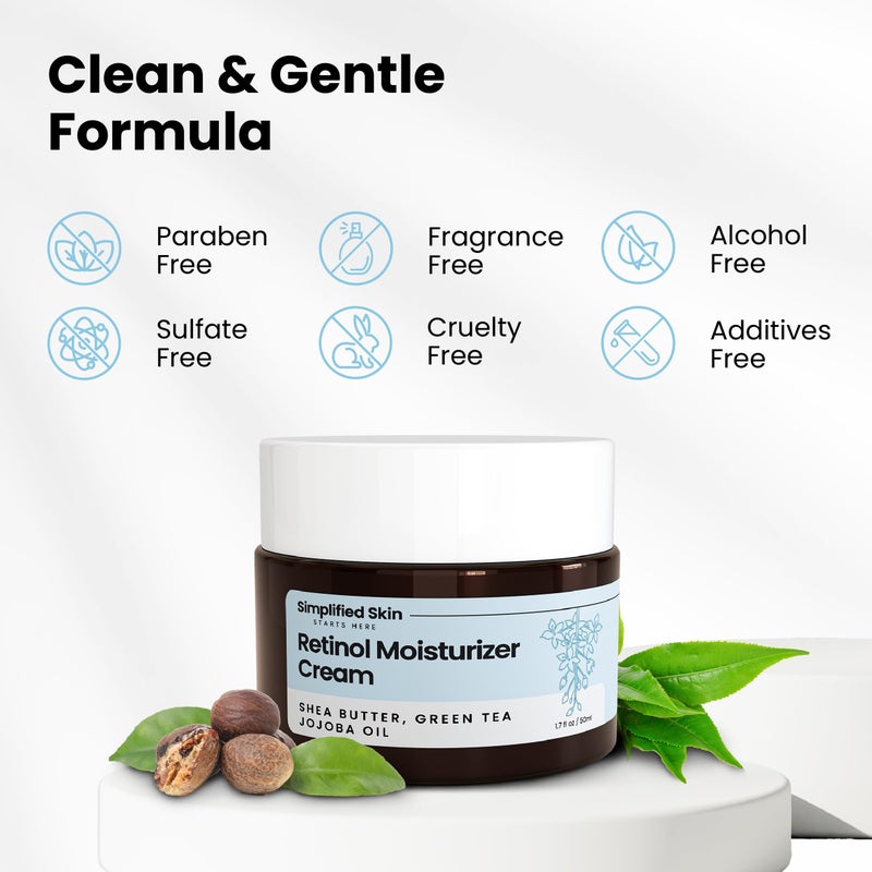 simplified skin Retinol Cream for Face (2-Pack) â€“ 2.5% Retinol Moisturizer for Fine Lines, Firming & Collagen Boost â€“ Anti-Aging Night Wrinkle Cream with Hyaluronic Acid â€“ 1.7 Oz - Image 4