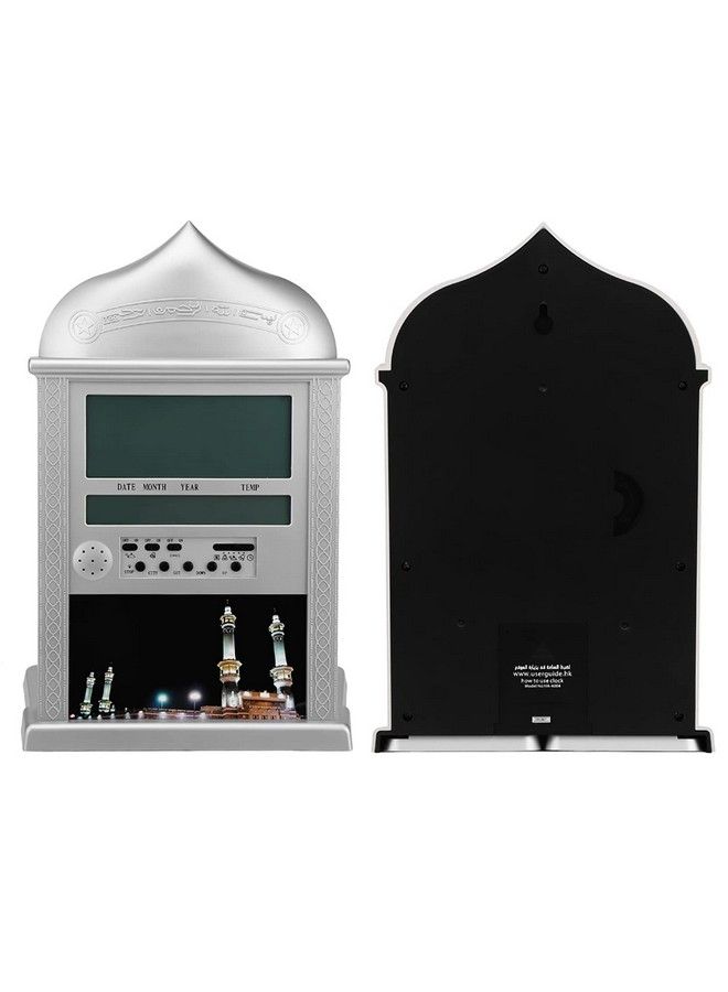 Walfront Islamic Azan Alarm Clock Automatic Muslim Azan Wall Clock Prayer Clock Digital Muslim Prayer Alarm Athan Islam Wall Reminder For Prayer Ha4004 Clock Silver - Image 3