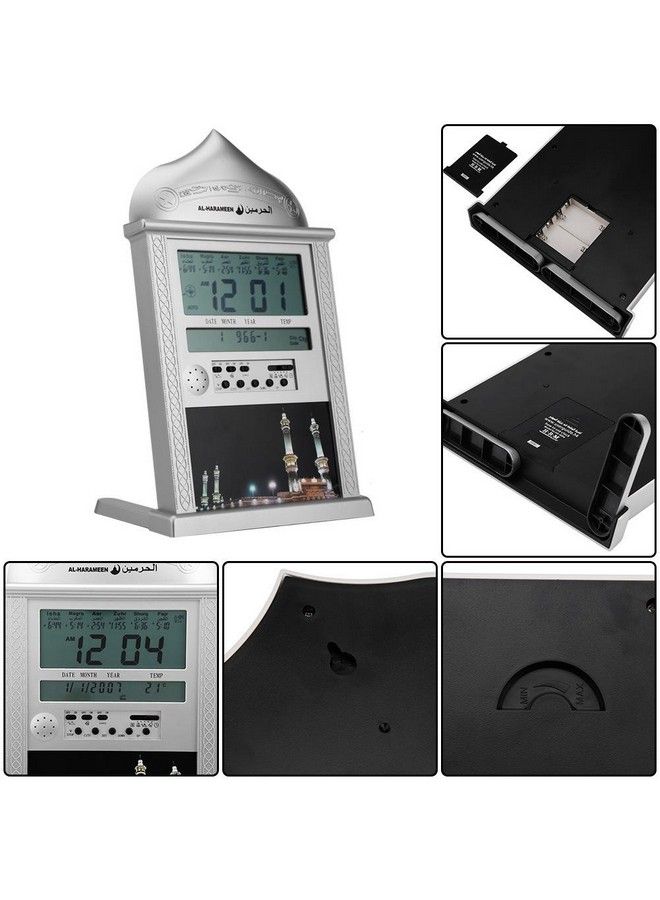 Walfront Islamic Azan Alarm Clock Automatic Muslim Azan Wall Clock Prayer Clock Digital Muslim Prayer Alarm Athan Islam Wall Reminder For Prayer Ha4004 Clock Silver - Image 5
