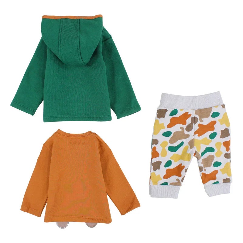 Elsayaad Baby Boys 3-Piece Outfit Set – Green/Orange with bear Print - Image 3