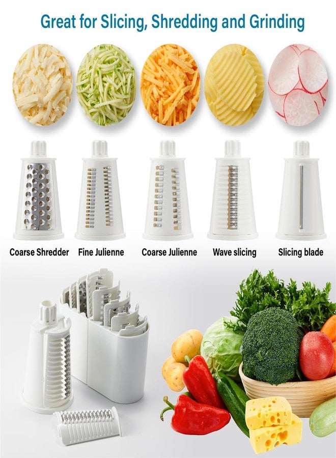 ALEXPHY Rotary Cheese Grater Hand Crank, 5 blades Cheese shredder, Stronger Suction, Easy to Clean for Fruit, Vegetables, Nuts, Black - Image 4