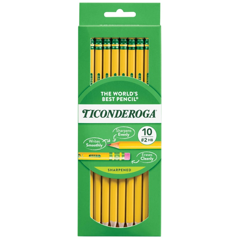 Ticonderoga Wood-Cased Pencils, Pre-Sharpened, 2 HB Soft, Yellow, 10 Count - Image 1