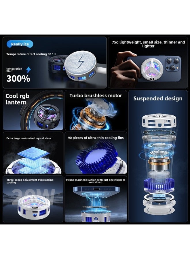 Mobile Phone Radiator SR02 PRO Refrigeration Semiconductor Magnetic Back Clip Live Game Digital Display Direct Supply-Color:T2 Pro White  - Image 3