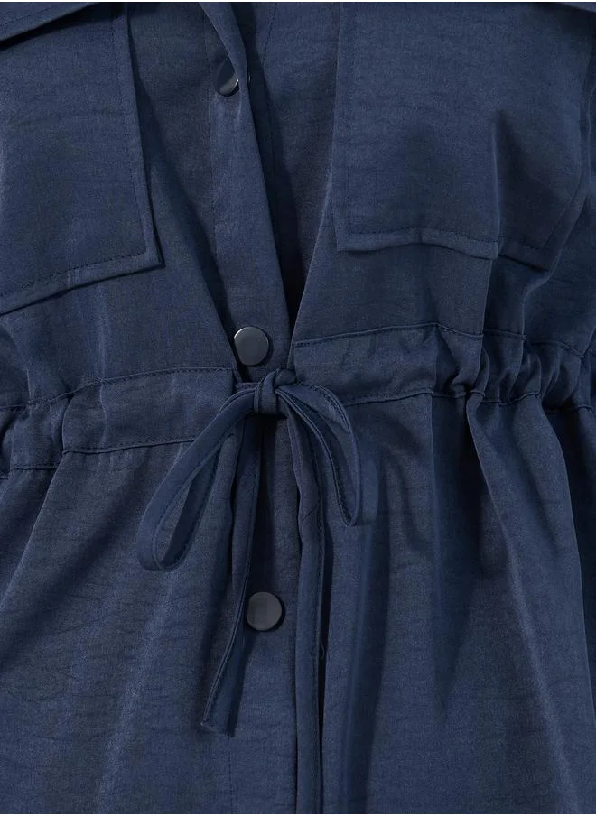 ستايلي Solid Button Down Shirt and Jogger Set with belt detail