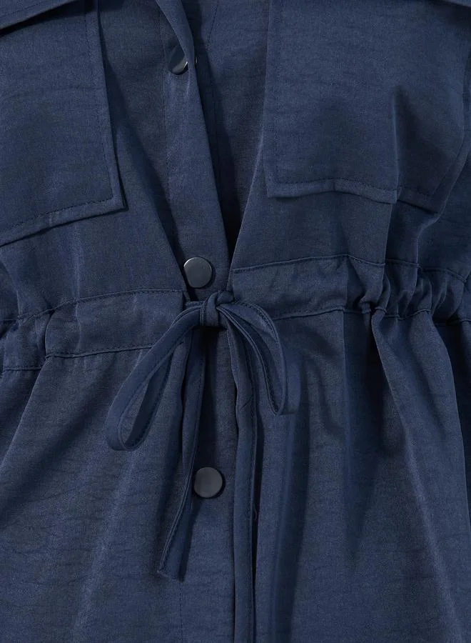 Styli Styli Solid Button Down Shirt and Jogger Set with belt detail