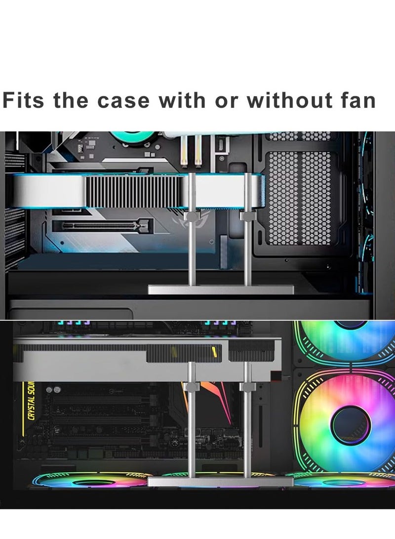 Graphics Card GPU Support Bracket, Adjustable Enhanced Aluminum GPU Sag Bracket Video Card GPU Stand Holder Graphics Card Support with Dual Stand (Silver 128mm) - Image 3