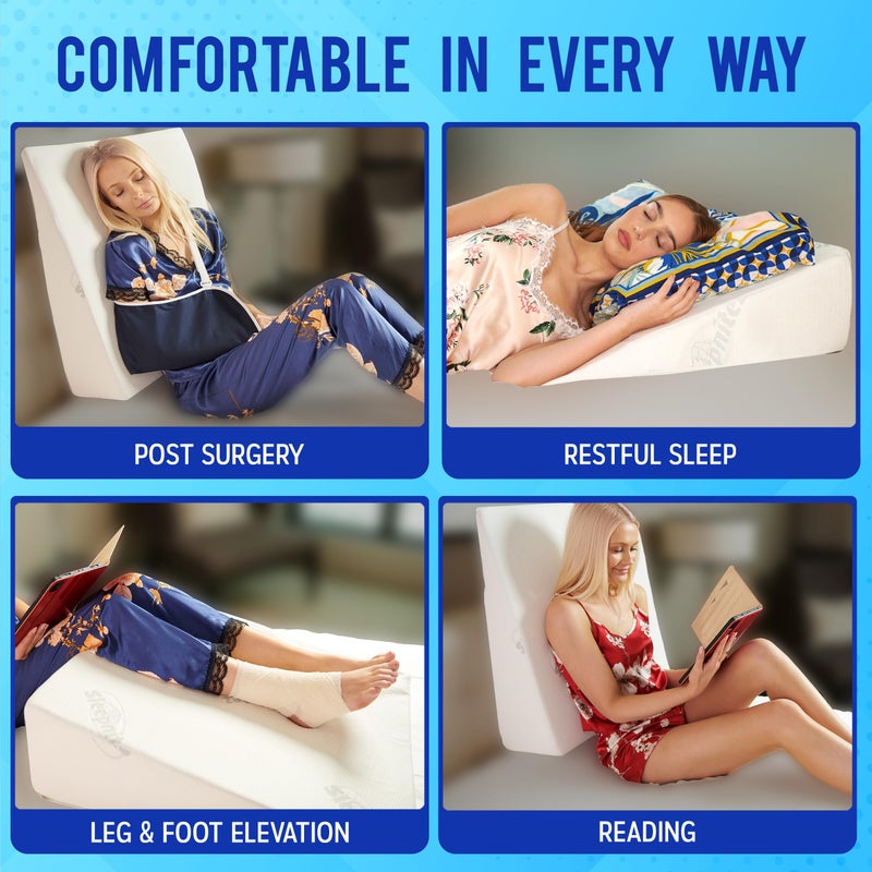 Sleepnitez Fsa Eligible 8" Bed Wedge Pillow â€“ Memory Foam Wedge for Sleeping, Acid Reflux Pillow for Snoring, GERD, Pregnancy â€“ Luxurious 3.25" Memory Foam Top Layer - Image 4