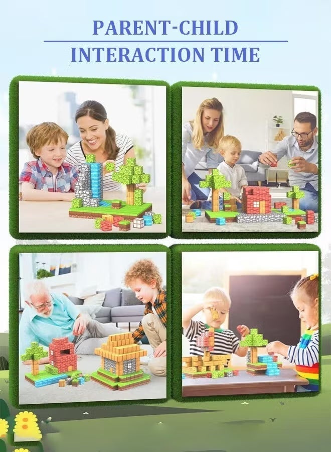 Paka Rabbit 60 Magnetic Blocks - Build a Mine Magnet World Set for Boys and Girls 3-5 6-8 Years Old, STEM Sensory Toys, Gifts for Girls Boys 3+, 2cm Magnet Cubes Classroom Essential Building Toys - Image 4