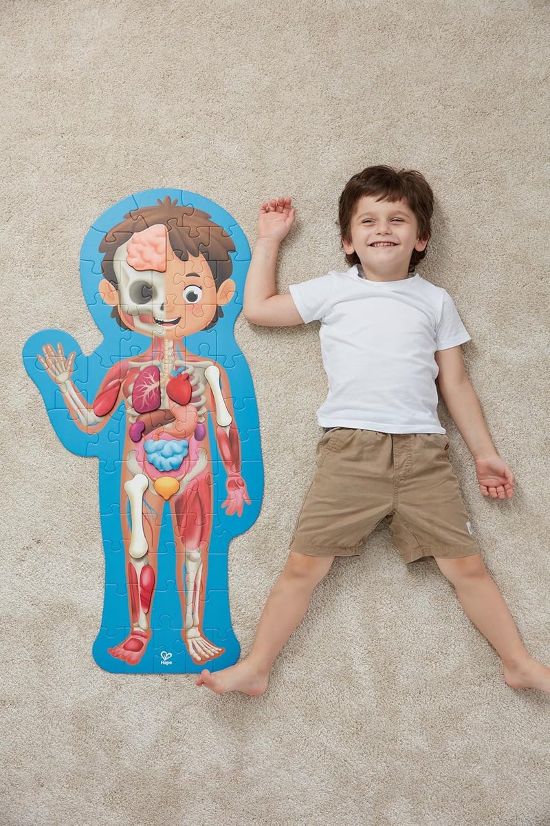 Hape Human Body Puzzle | Anatomy Jigsaw Puzzle with 10 Wooden Parts and Fact-Filled Poster | Educational Puzzle for Kids Aged 4 and Up - Image 4