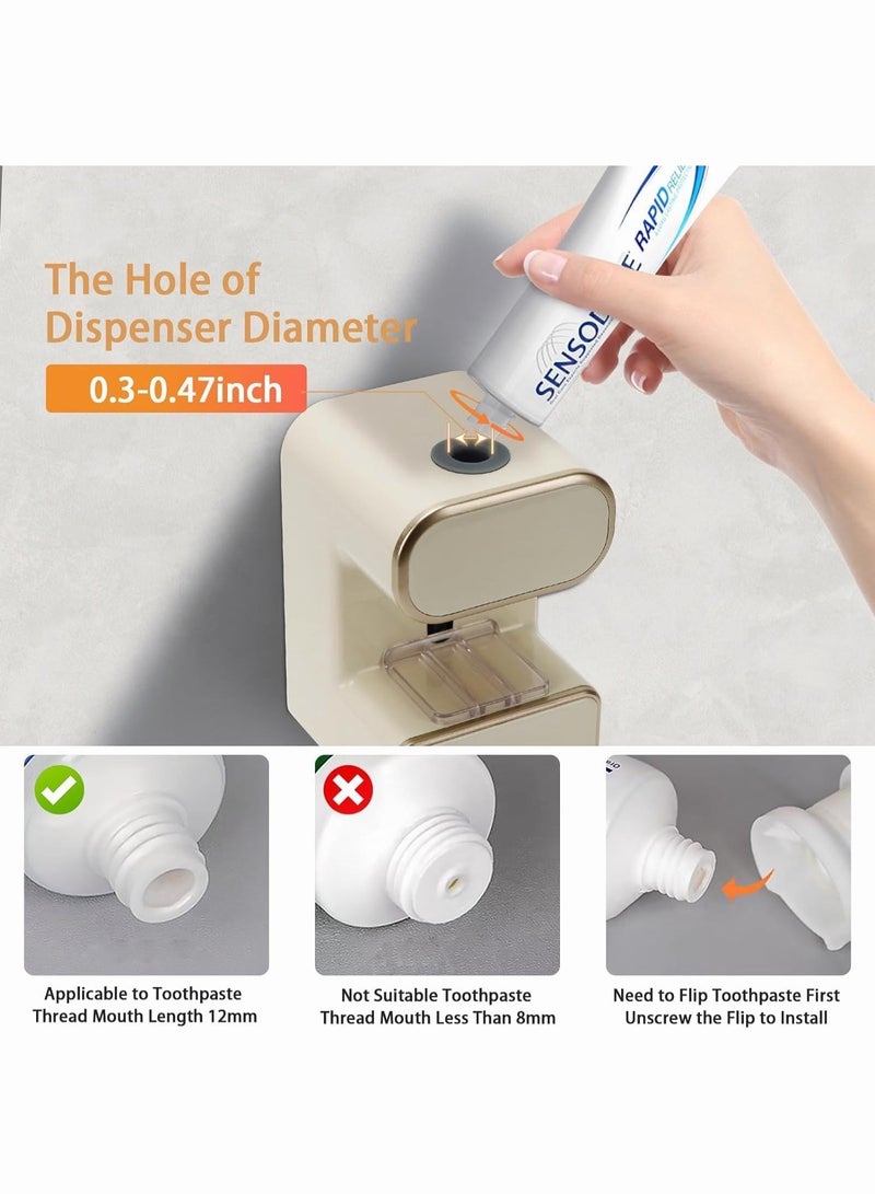 هيلاكيكس موزع معجون أسنان أوتوماتيكي من فيلالونا، موزع معجون أسنان كهربائي يثبت على الحائط مع 3 فتحات لمعجون الأسنان، حامل معقم وفرشاة الأسنان، موزع معجون أسنان للحمام للأطفال والكبار - Image 5
