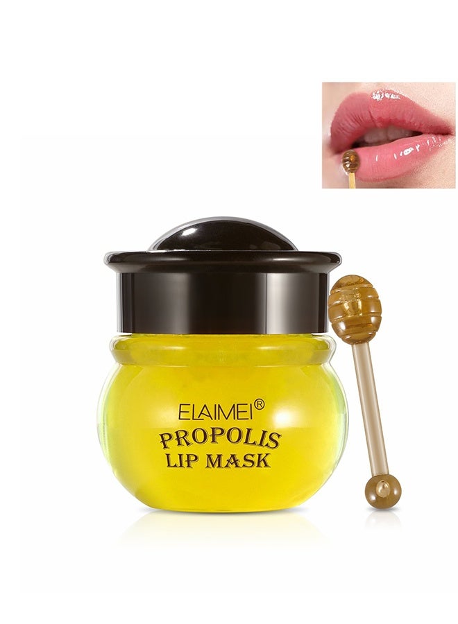 Elaimei Propolis Lip Mask, Honey Overnight Day and Repair Sleeping  Lip Balm, Fade Lip Lines Bee Balm, Hydrating &Prevention Dry and Crack Lip Scrubs Exfoliator - Image 1
