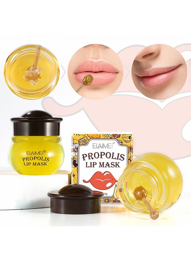 Elaimei Propolis Lip Mask, Honey Overnight Day and Repair Sleeping  Lip Balm, Fade Lip Lines Bee Balm, Hydrating &Prevention Dry and Crack Lip Scrubs Exfoliator - Image 3
